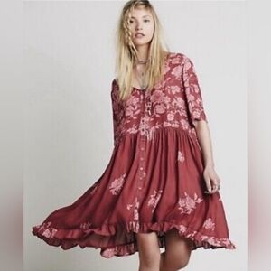 Free People oversized button up mini dress sz xs